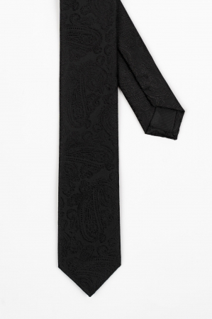 Cravata ingusta neagra cu imprimeu paisley [2]