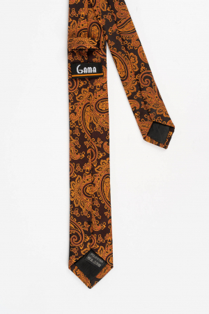 Cravata ingusta maro cu imprimeu paisley ruginiu [2]