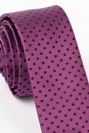 Cravata ingusta mov cu buline negre [1]