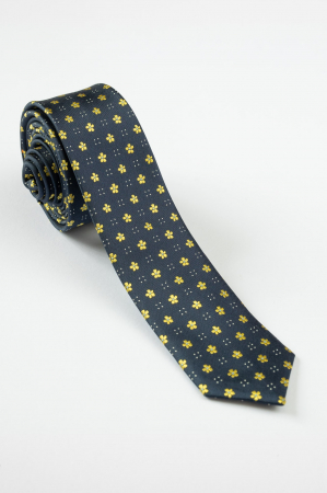 Cravata ingusta neagra cu elemente florale [0]