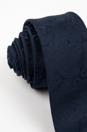 Cravata ingusta navy cu paisley bleumarin [1]