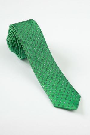 Cravata ingusta verde cu imprimeuri florale [0]