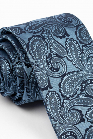 Cravata matase albastra cu imprimeu paisley negru [1]