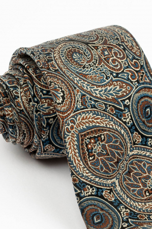 Cravata matase naturala cu imprimeu floral maro [1]