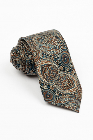 Cravata matase naturala cu imprimeu floral maro [0]