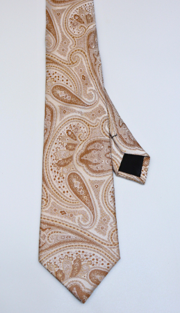 Cravata matase naturala ivory cu paisley in tonuri calde de bej și auriu [1]