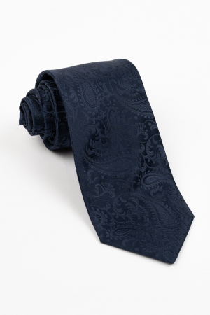 Cravate - Cravata bleumarin cu imprimeu paisley negru
