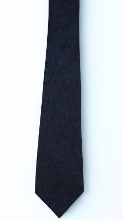 Cravată mătase naturală navy cu model paisley negru si bleumarin [1]