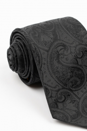 Cravata matase naturala neagra cu imprimeu paisley negru [1]