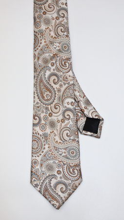 Cravata matase naturala paisley ivory cu accente gri & cărămiziu [1]