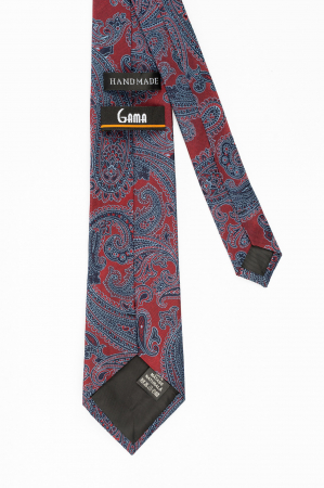 Cravata matase naturala visinie cu imprimeu paisley albastru [2]