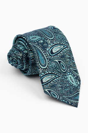 Cravata matase toarcoaz cu imprimeu paisley [0]
