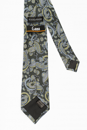 Cravata matase verde-lime cu imprimeu paisley [2]