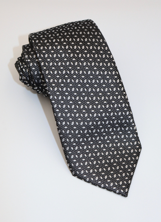 Cravate - Cravata neagra cu imprimeu abstract alb