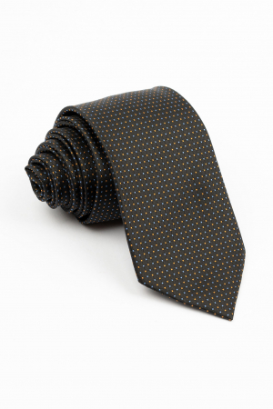 Cravate - Cravata neagra  cu imprimeu geometric bleu si portocaliu