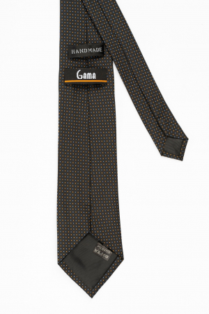 Cravata neagra  cu imprimeu geometric bleu si portocaliu [2]
