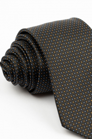 Cravata neagra  cu imprimeu geometric bleu si portocaliu [1]