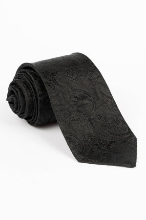 Cravate - Cravata neagra cu model in tesatura paisley