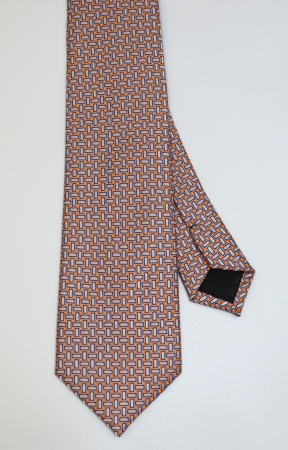Cravata portocalie cu imprimeu geometric bej [1]