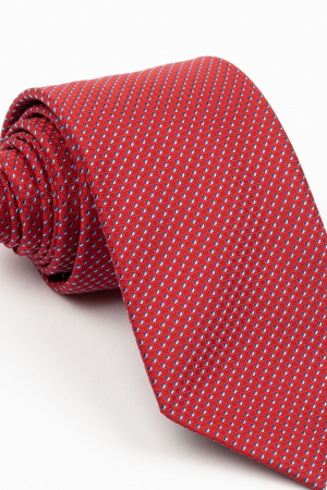 Cravata rosie  cu motive geometrice bleu si bleumarin [1]