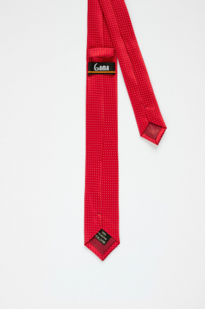 Cravata ingusta rosie cu picouri albe [2]