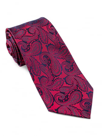 Cravata rosie din matase naturala cu imprimeuri [0]