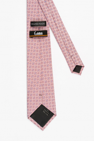 Cravata roz cu motive geometrice albastre [2]
