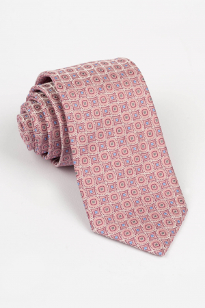 Cravata roz cu motive geometrice albastre [0]