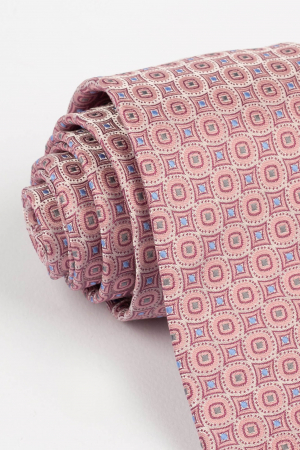 Cravata roz cu motive geometrice albastre [1]