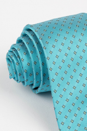 Cravata turcoaz cu motive geometrice verzi [1]