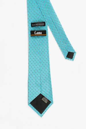 Cravata turcoaz cu motive geometrice verzi [2]
