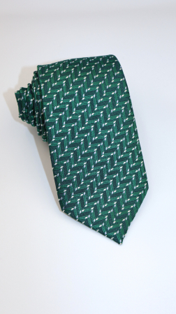 Cravate - Cravata verde cu imprimeu geometric alb si bleu