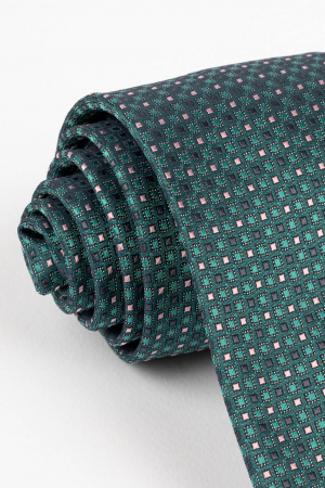 Cravata verde cu motive geometrice roz si negre [1]