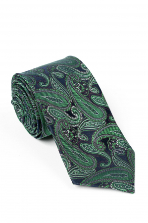 Cravata verde cu paisley din matase naturala [0]