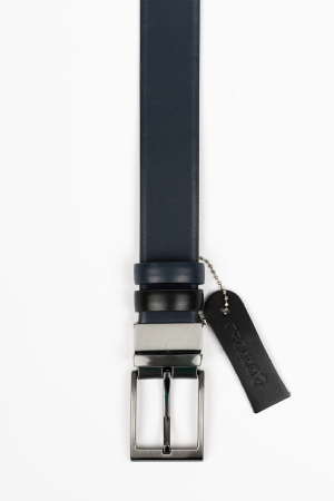 Curea piele naturala negru-bleumarin REVERSIBILA [3]