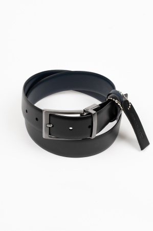 Curele - Curea piele naturala negru-bleumarin REVERSIBILA