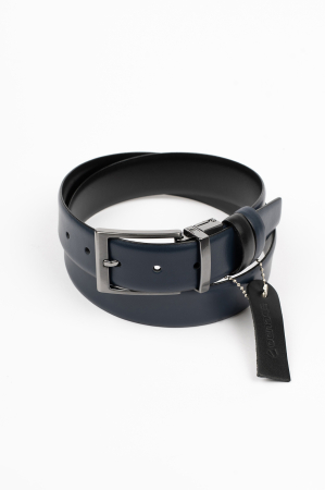 Curea piele naturala negru-bleumarin REVERSIBILA [2]