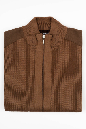 Jacheta cu fermoar barbati maro regular fit [2]