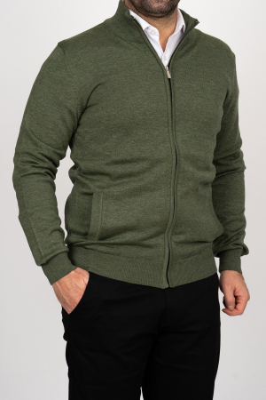 Imbracaminte Barbati - Jacheta cu fermoar barbati slim fit vernil