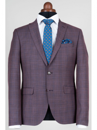 Costum slim roz cu carouri [1]