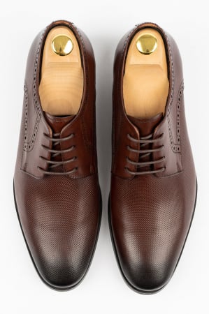 Pantofi piele barbati cu perforatii maro Derby [0]