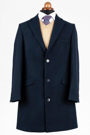 Palton barbati scurt slim fit stofa bleumarin [0]