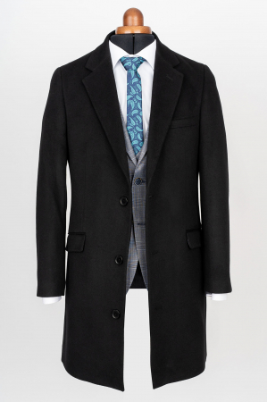 Imbracaminte Barbati - Palton negru slim fit cu lana