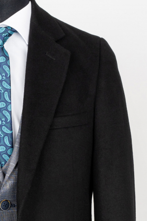 Palton negru slim cu lana [1]