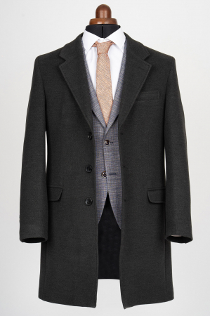 Imbracaminte Barbati - Palton gri-antracit slim fit cu lana