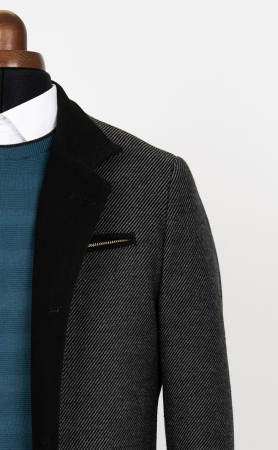 Palton scurt barbati slim fit gri antracit [1]