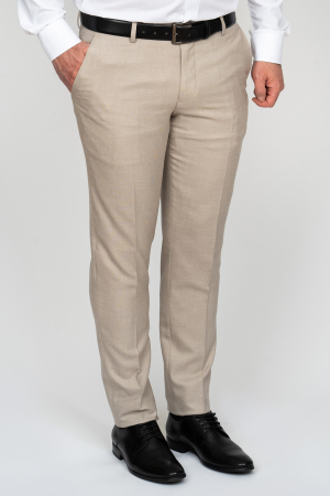 Imbracaminte Barbati - Pantaloni barbati stofa slim fit  bej-pepit