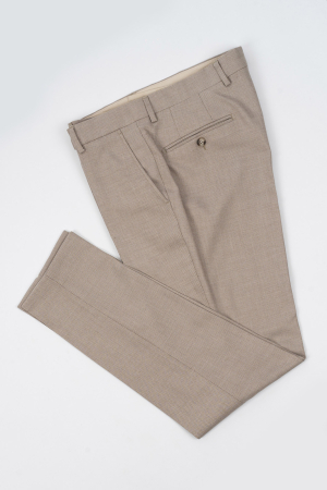 Pantaloni slim - Pantaloni barbati stofa slim fit  bej-pepit