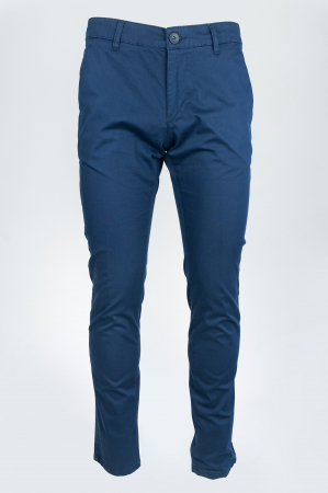 Pantaloni casual chino slim bumbac bleumarin [3]