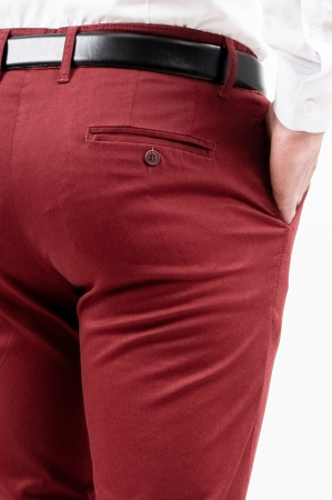 Pantaloni casual chino slim bumbac visiniu [1]